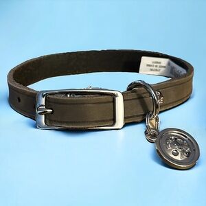 Bond & Co gray leather dog collar